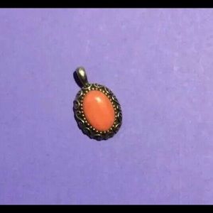 Vintage Sterling Pink Coral Pendant Overlay ?